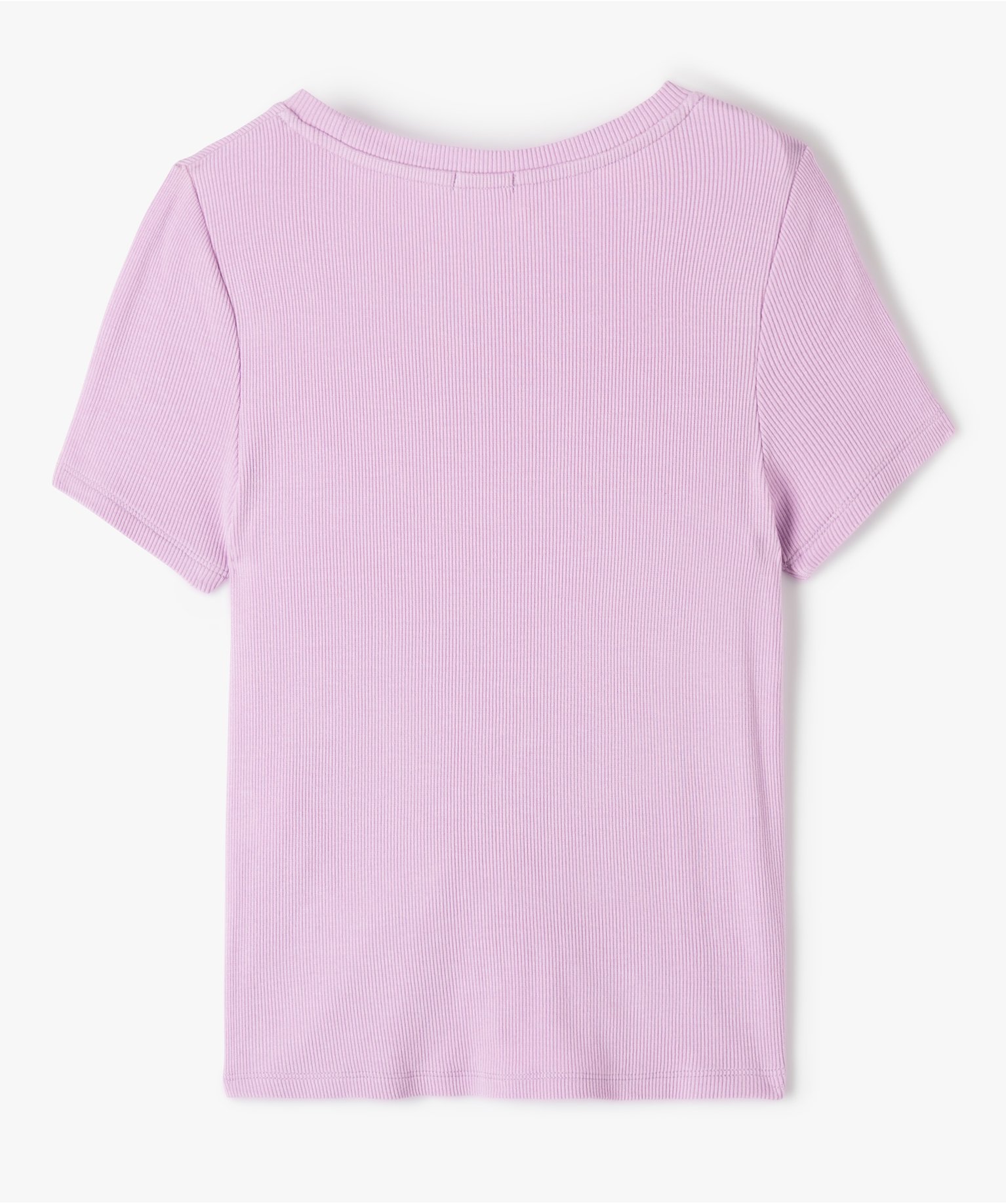 Tee-shirt fille à manches courtes en maille ctelée - Lul... violet | GEMO