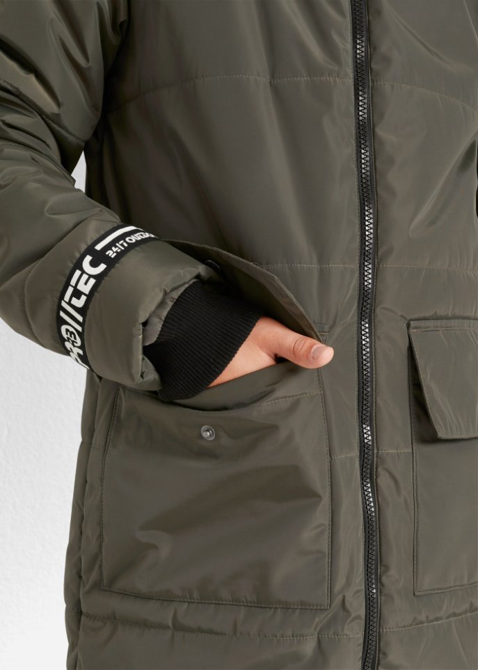 Jungen Winterparka mit abnehmbarem Fellimitatkragen