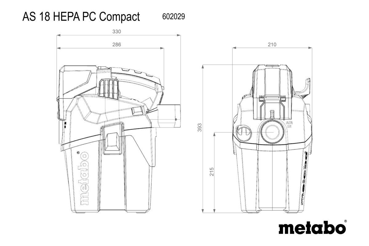 metabo Nass-Trocken-Akkusauger AS 18 HEPA PC COMPACT (602029850), ohne Akku und Ladegerät, 6l Behältervolumen