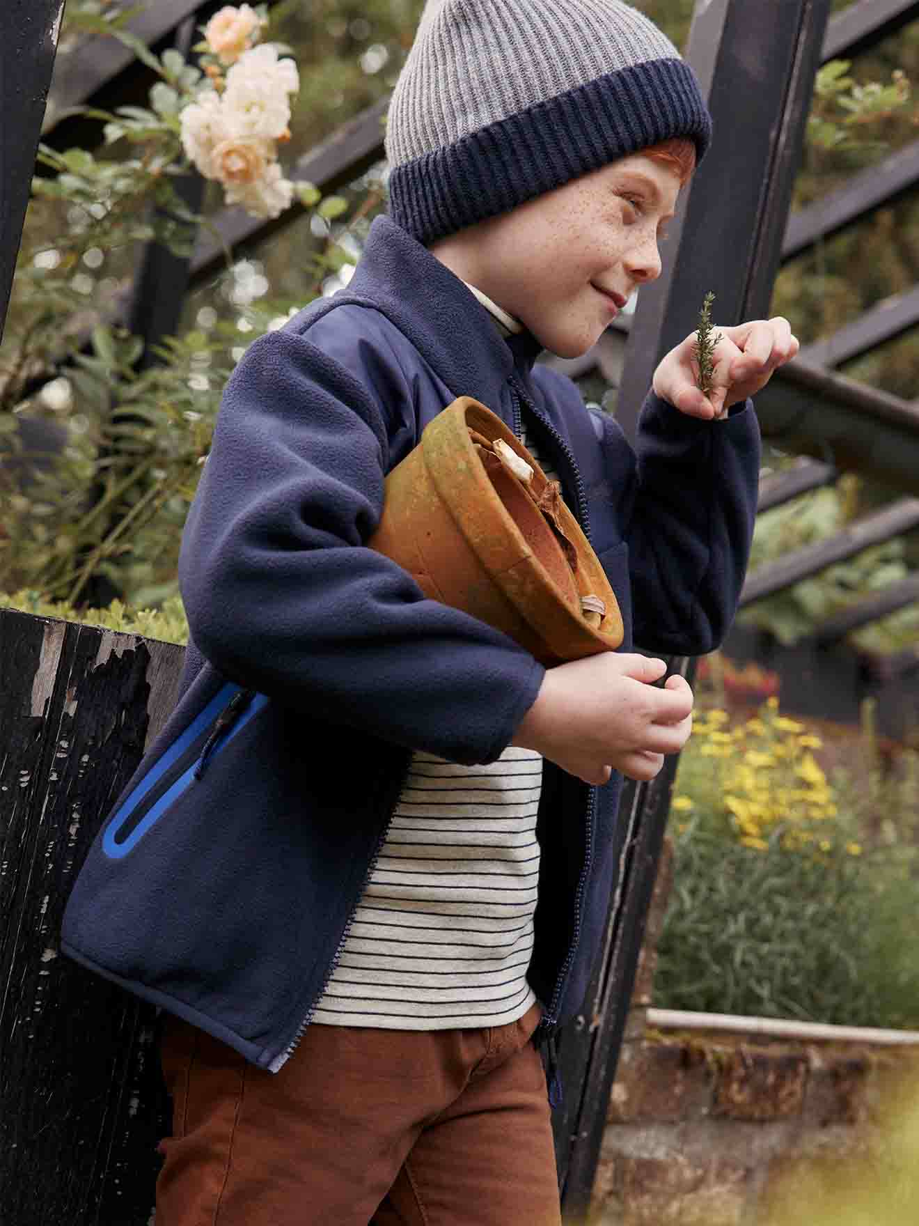 Vertbaudet Jungen Fleecejacke mit Wal-Applikation - marine