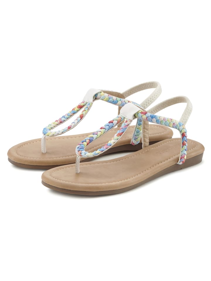 LASCANA Zehentrenner in beige / blau günstig kaufen