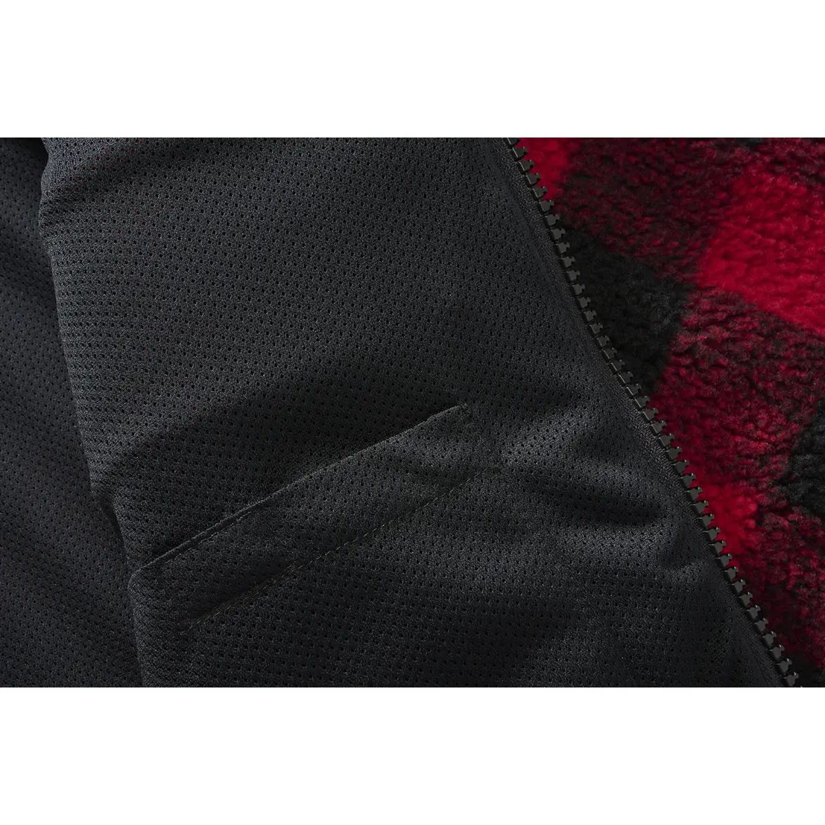 Teddyfleece Jacke rot-schwarz