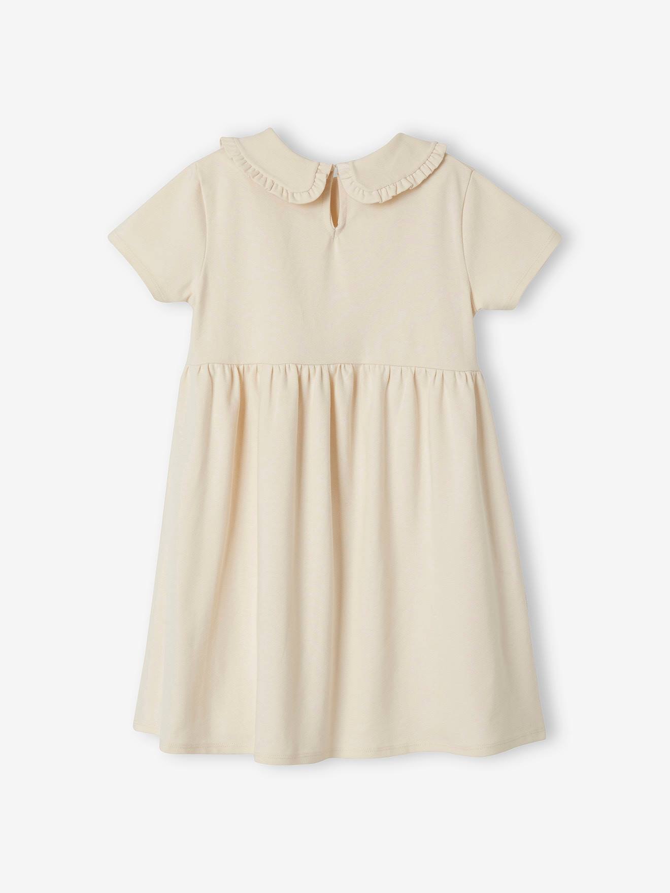 Robe en molleton col Claudine fille beige clair