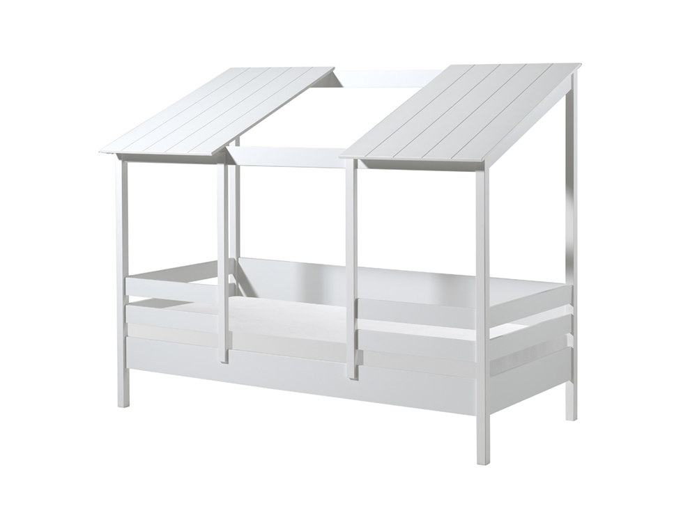 VIPACK Hausbett mit 90 x 200 cm Liegefläche, offenes Dach in Weiß