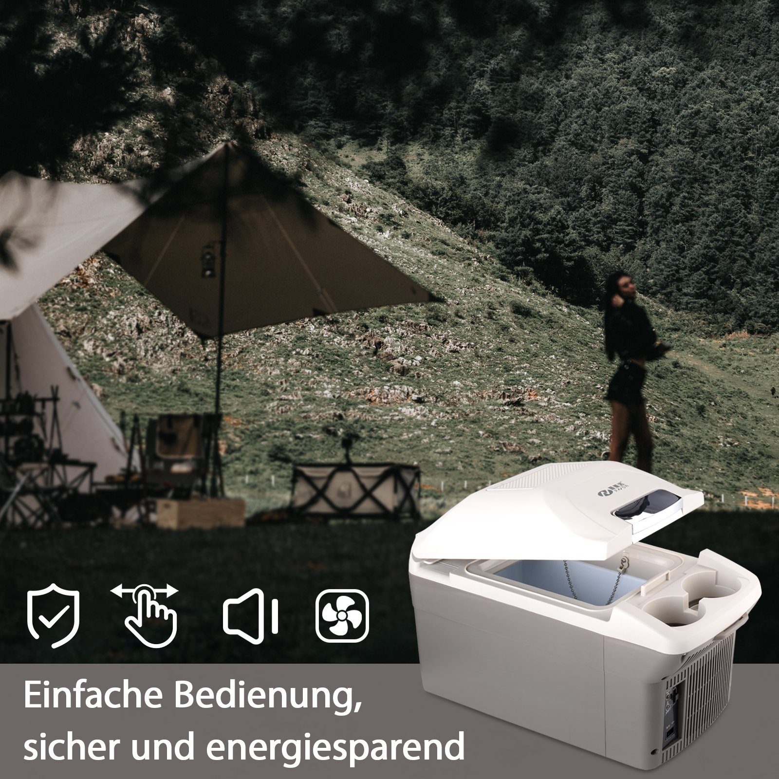 OKA Elektrische Kühlbox Kühl-Gefrierkombination für Auto, Camping und Outdoor, 9 l, Thermobehälter mit hoher Leistung, leicht und variabel einsetzbar