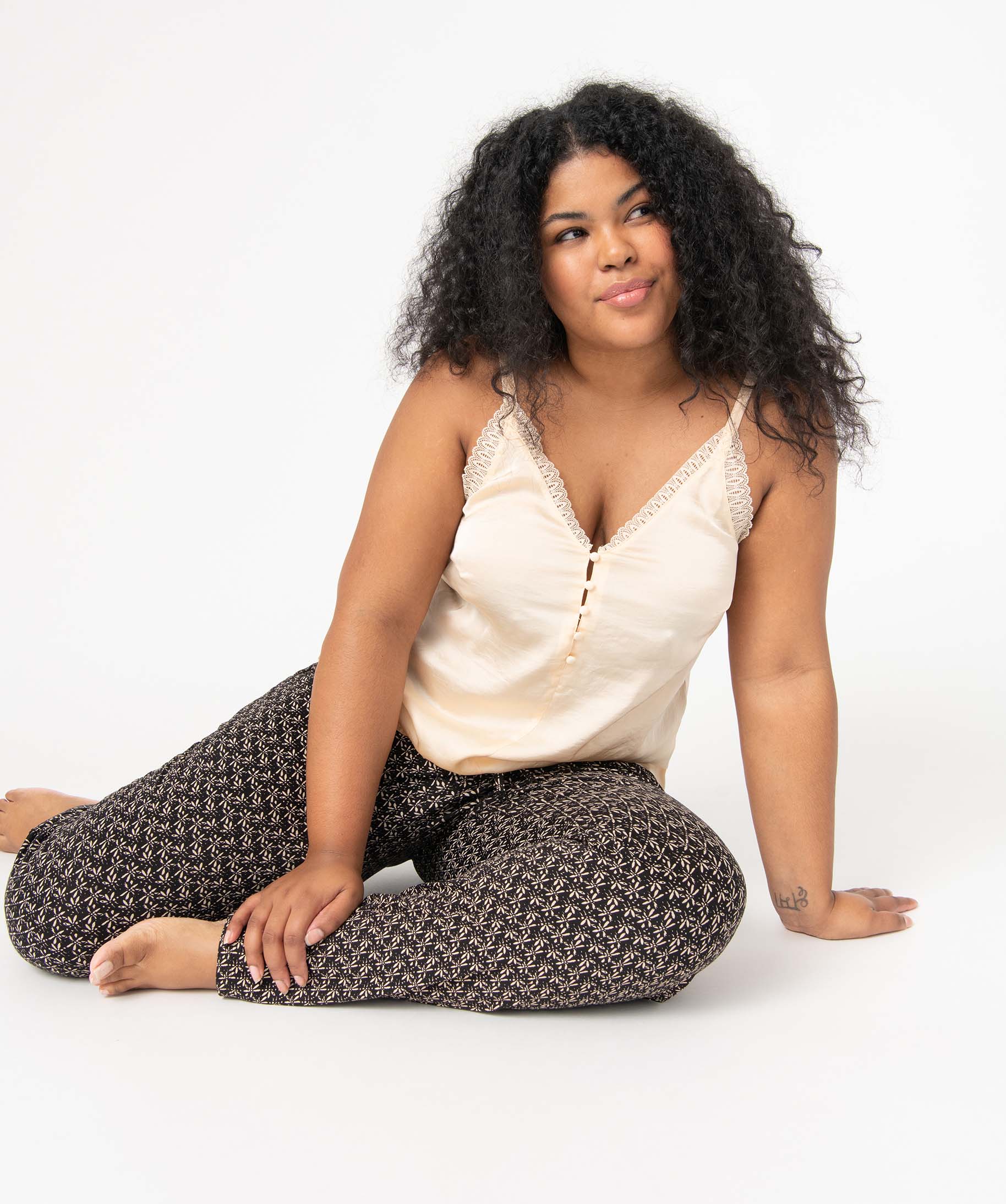 Pantalon de pyjama femme grande taille en jersey imprimé imprime | GEMO