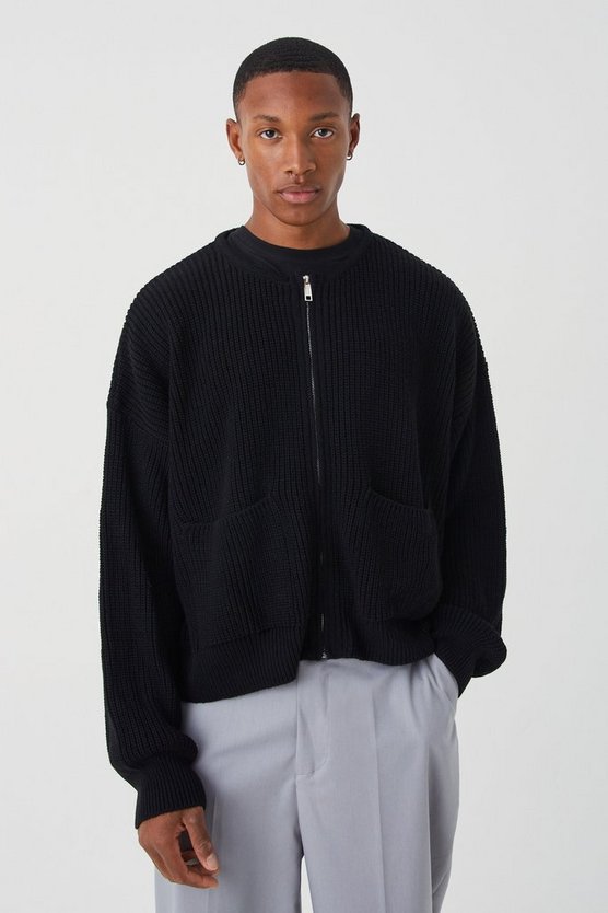 Oversize Strick-Bomberjacke