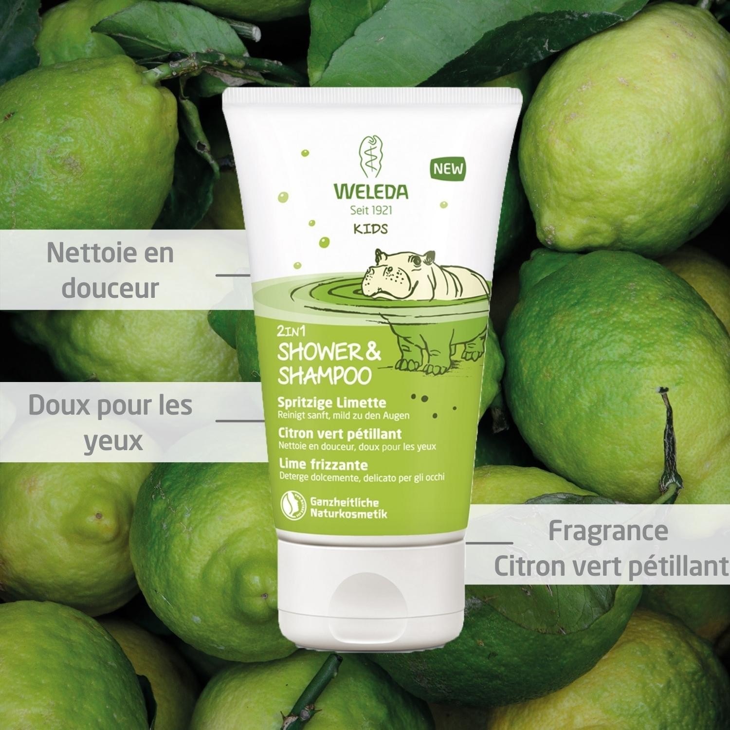 Weleda 2-i-1 dusj- og sjampo Menthe Fraîche - 150 ml