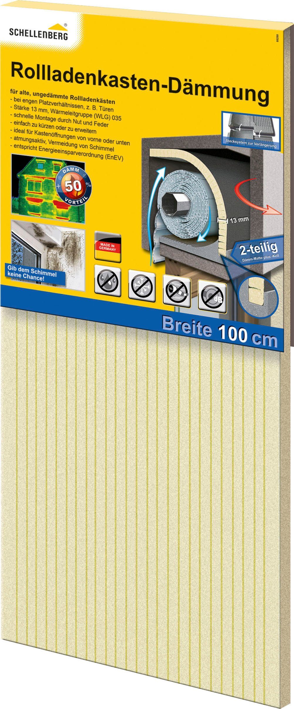 SCHELLENBERG Rollladenkastendämmung Rollladenkasten-Dämmung, (2-St), 2-teilig, 100 x 50, 1,3 cm dick, für Rollladenkästen, 66280