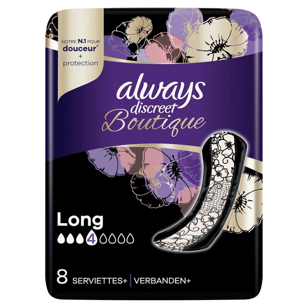 always Always Discreet Boutique Pour Fuites Urinaires x8 Serviettes Hygiéniques Pour Fuites Urinaires