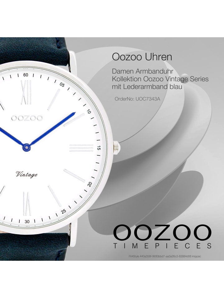Oozoo Analog-Armbanduhr Oozoo Vintage Series blau groß (ca. 44mm) günstig kaufen onesize