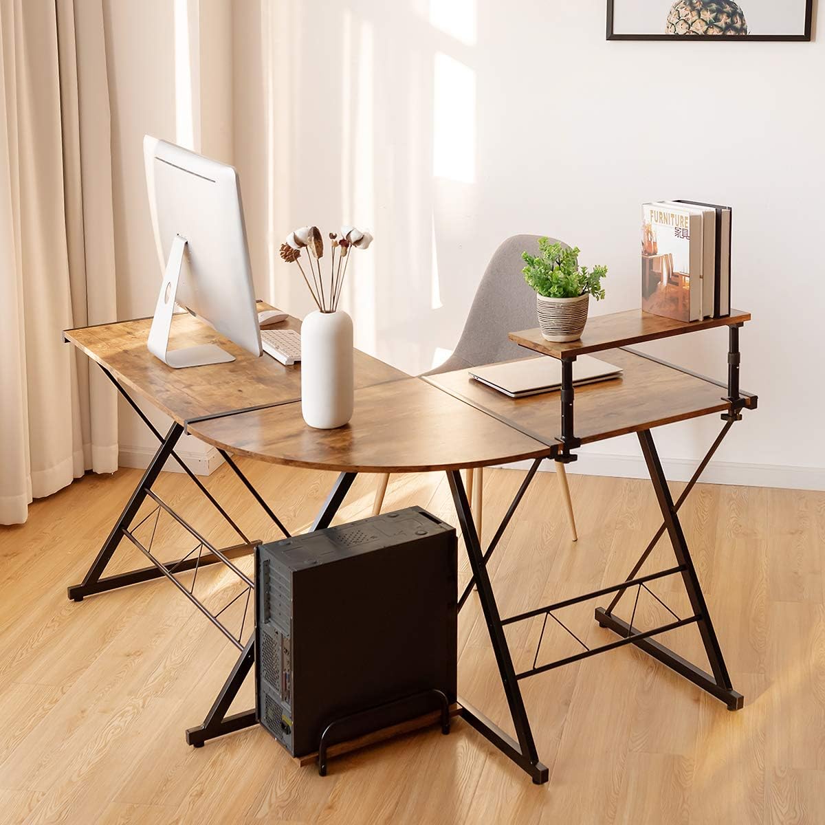 Costway L-Förmiger Computertisch aus Holz