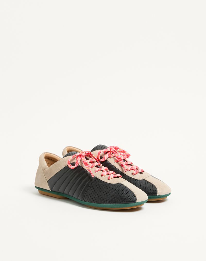 Baskets Strikie en cuir nappa perforé et croûte