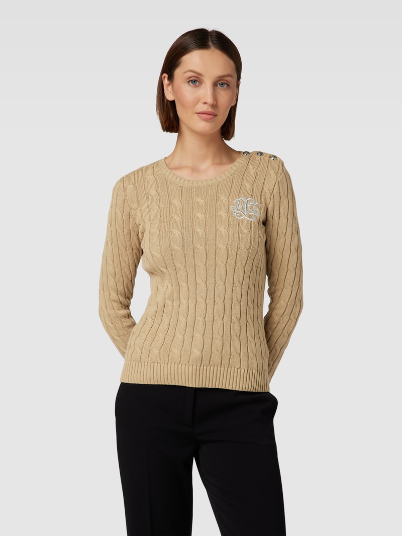 Strickpullover mit gerippten Abschlüssen in camel