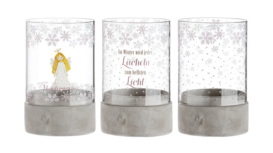 GILDE Zement Windlicht Winterzauber H=13,5cm
