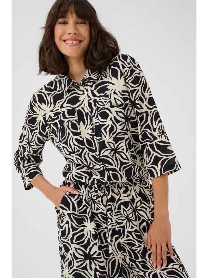 Kaffe Overall KAsanne in Black / Light Beige Flower günstig kaufen