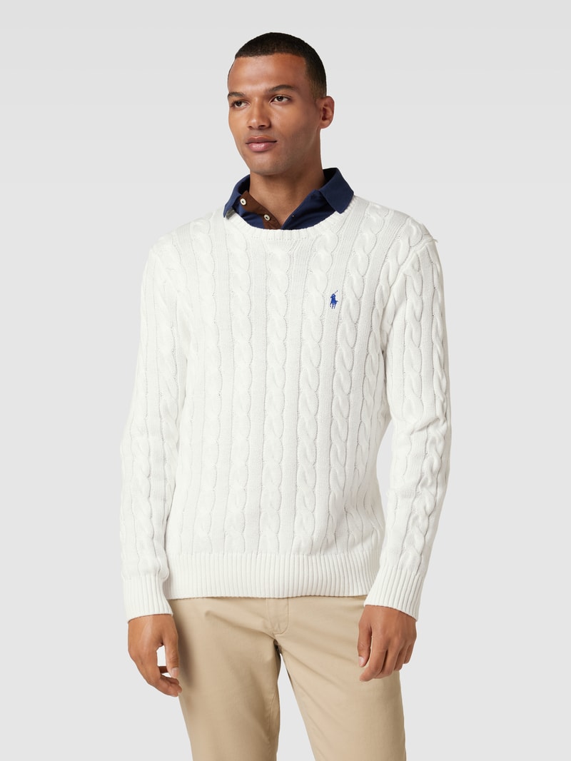 Strickpullover mit Zopfmuster Modell 'Driver' in weiß