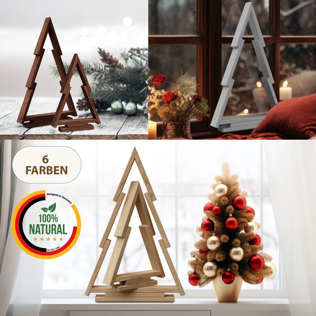Pemicont Floranica Tannenbaum 2er-Set aus Kiefernholz Holztannenbäume - Weiß