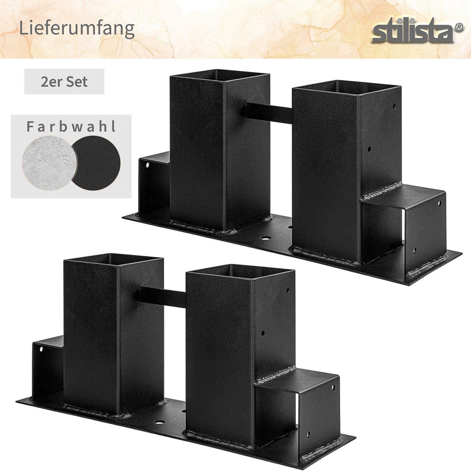 STILISTA Kaminholzregal Holzstapelhilfe Brennholzregal Holzstapelhalter, BxTxH:34,00x10,00x15,00 cm, (Set, 2-St), pulverbeschichtet für 70 x 70 mm und 40 x 60 mm Kanthölzer, 2er, 4er oder 8er Set, Farbwahl