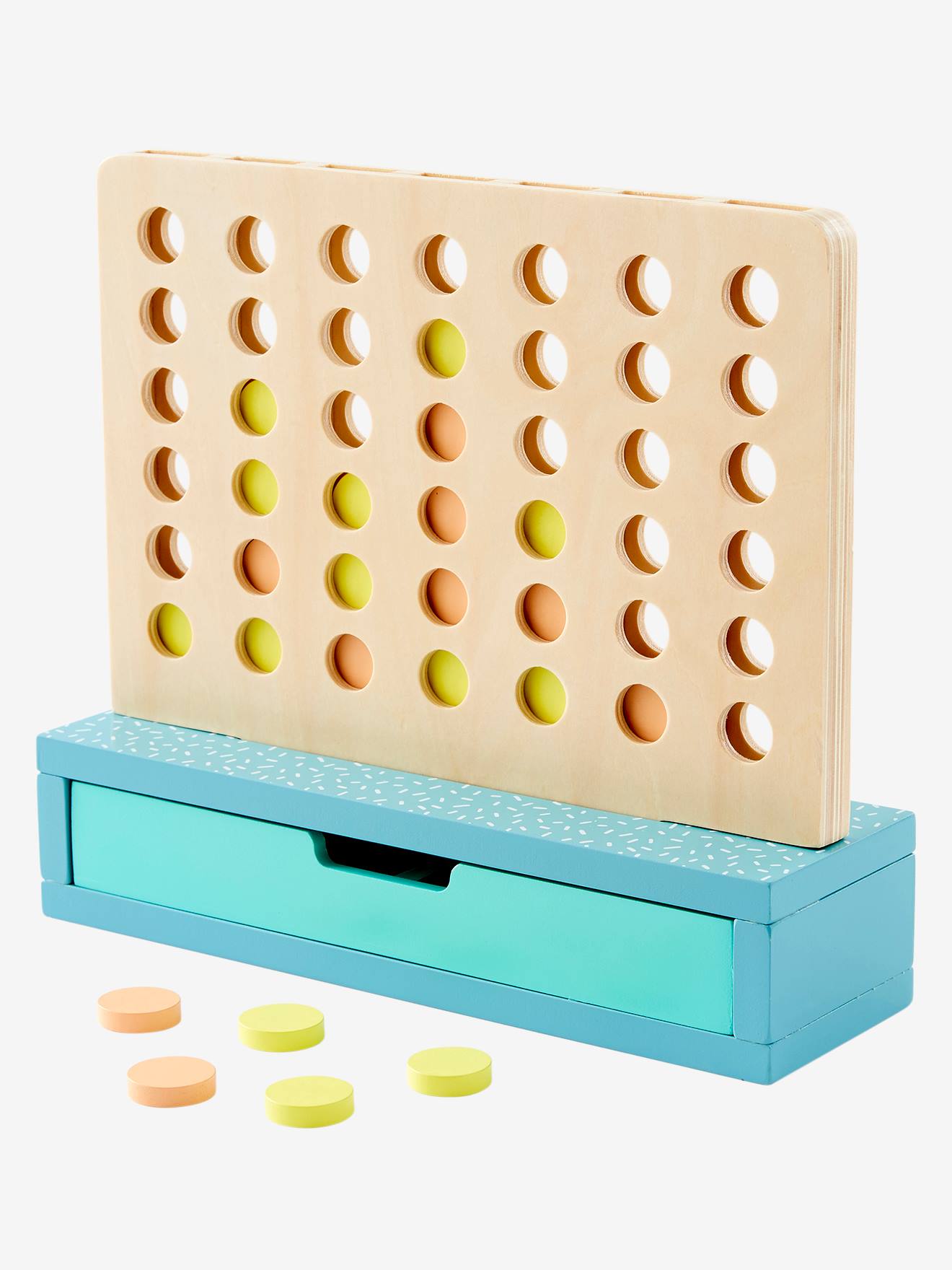 Vertbaudet Kinder Spiel VIER GEWINNT aus Holz FSC - natur/blau