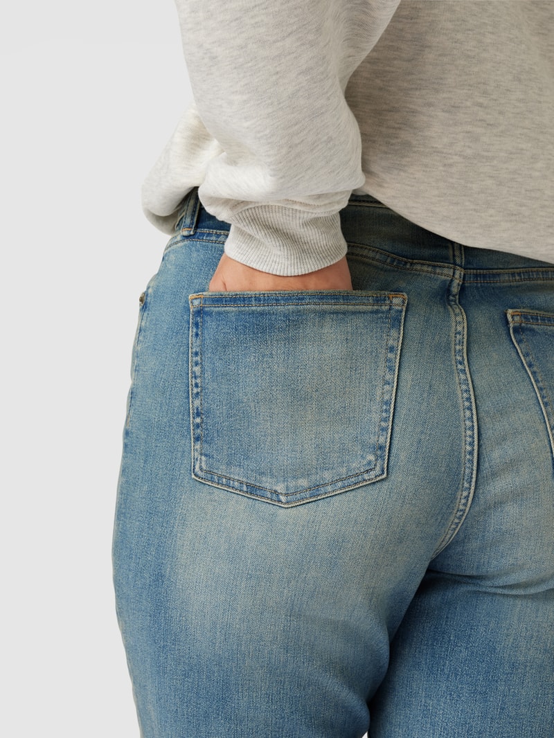 PLUS SIZE Tapered Fit Jeans mit Label-Patch Modell 'ANKLE-SKINNY' in jeans