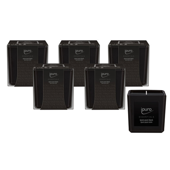 Duftkerze ESSENTIALS pure black, 6er Set