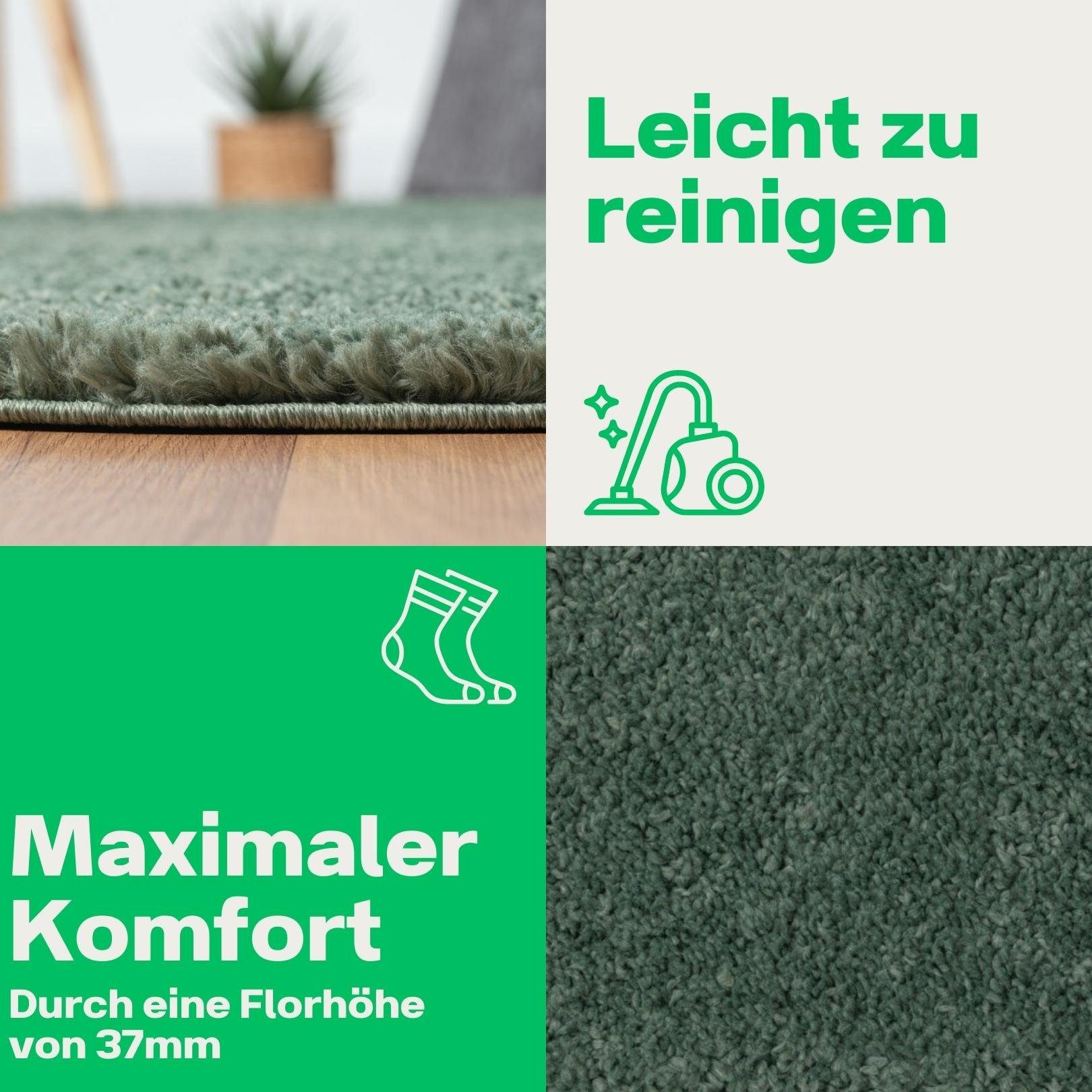 Teppich Hochflorteppich Shaggy Star, Wohnando, rechteckig, Höhe: 38 mm, einfarbig, leicht glänzend, extra flauschig