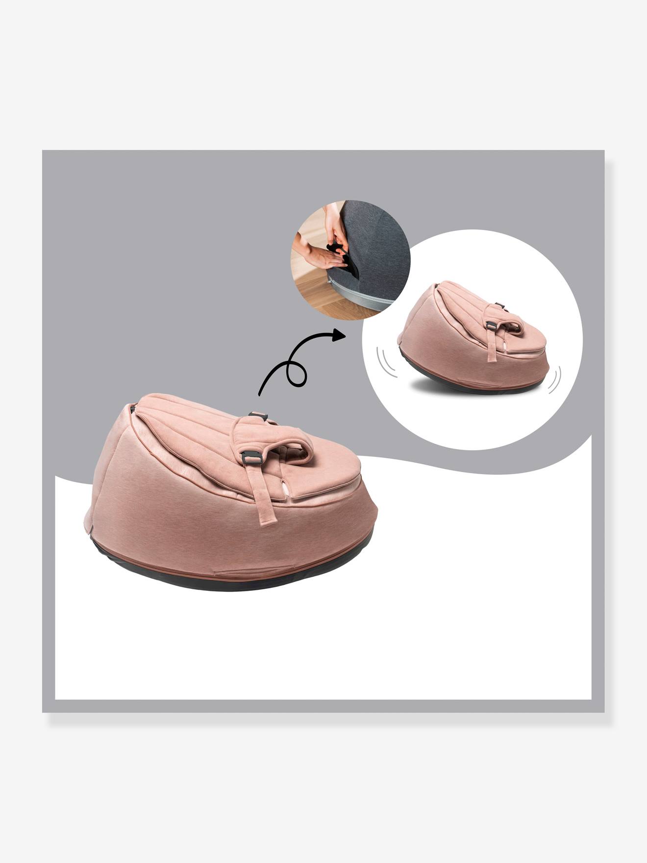 Transat et pouf Doomoo Seat’n Swing BABYMOOV avec balancelle intégrée anthracite