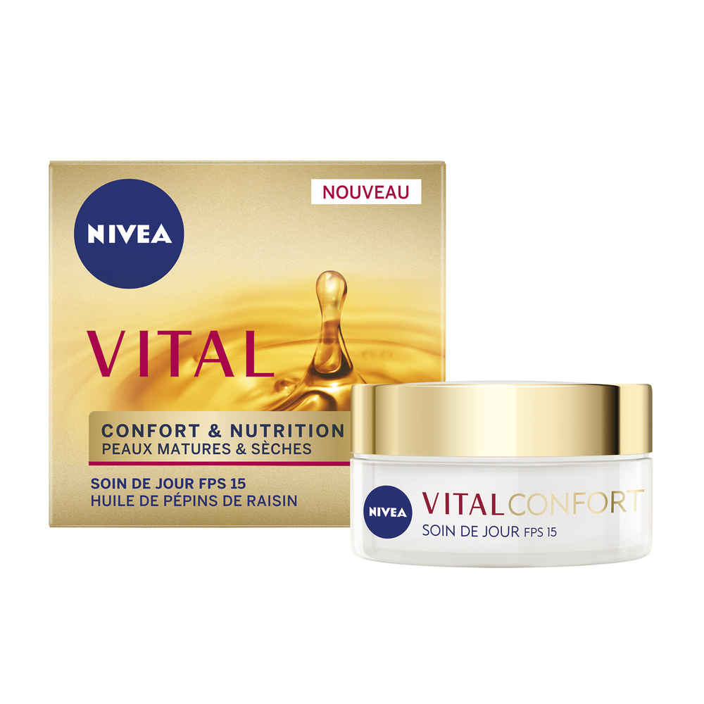nivea VITAL - Crème de jour nourrissante Confort&Nutrition Soin visage anti-âge peaux matures & sèches