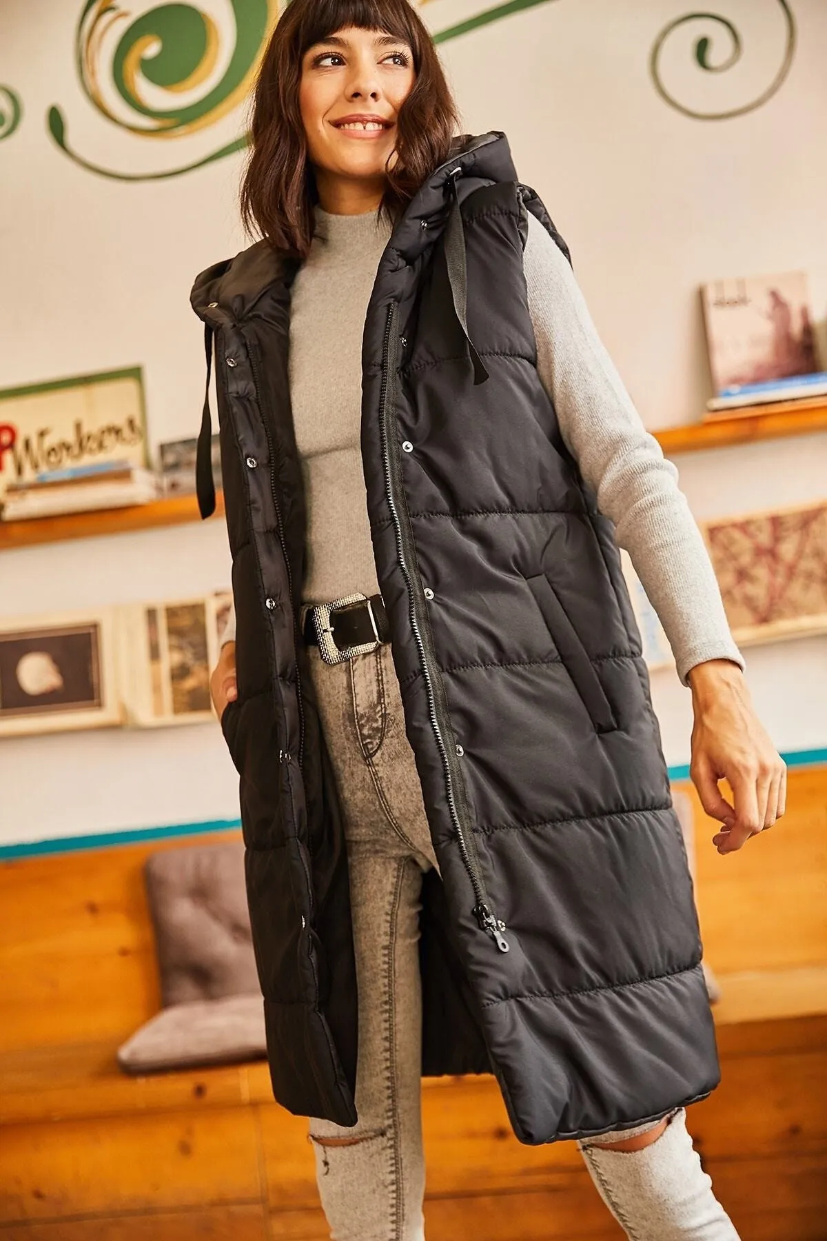 Olalook  Weste - Schwarz - Puffer