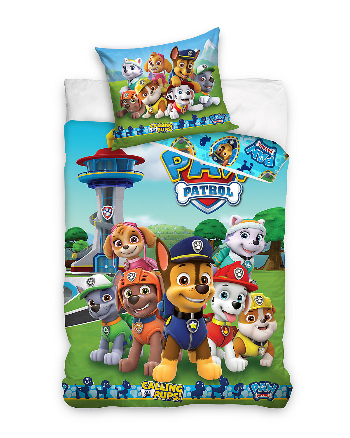 Kinder-Bettwäsche Jungen und Mädchen Paw Patrol, Renforcé, 135 x 200 cm + 80 x 80 cm
