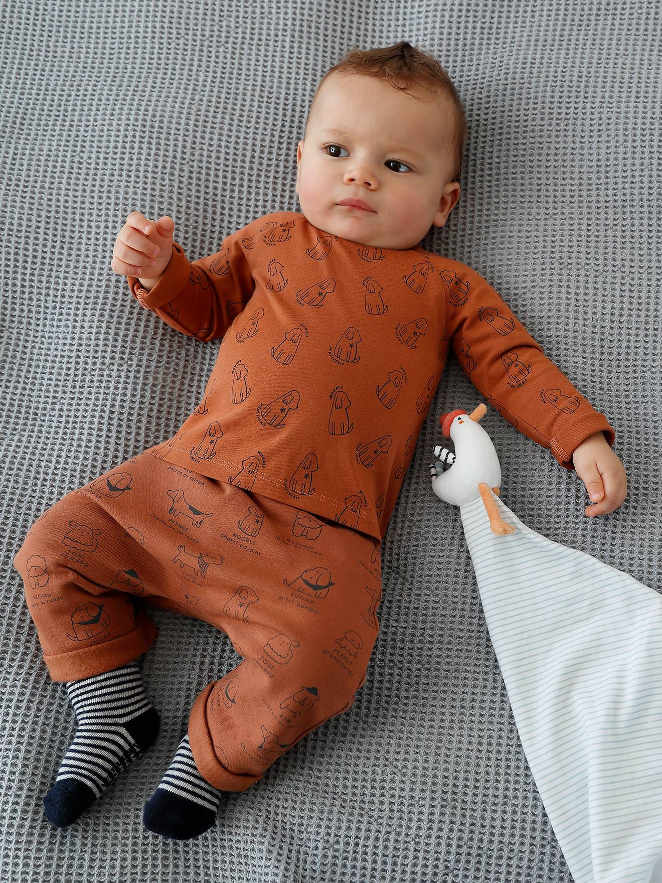 Pantalon naissance en molleton encre