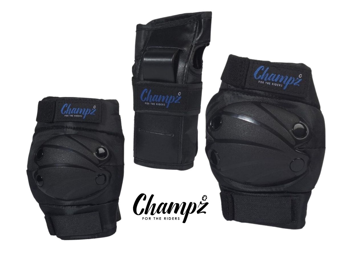 Champz Schwarz/Blau Kinder Skate Schutzset