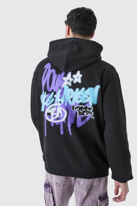 Oversize Hoodie mit Graffiti-Print