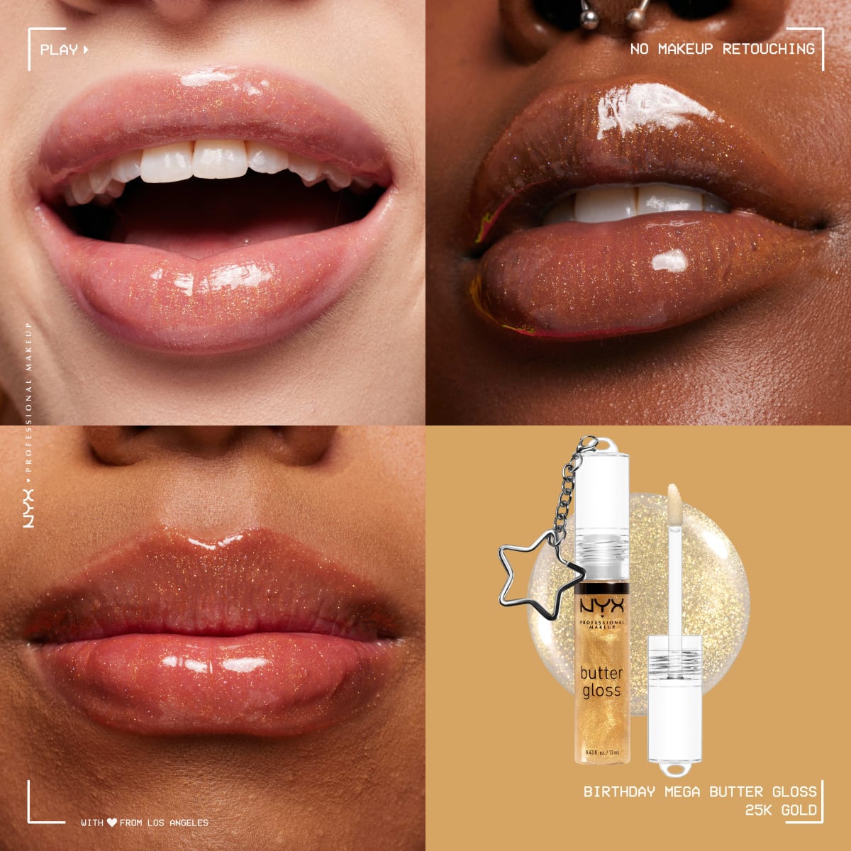 Lipgloss Birthday Mega Butter Keychain 25K Gold, 1 St