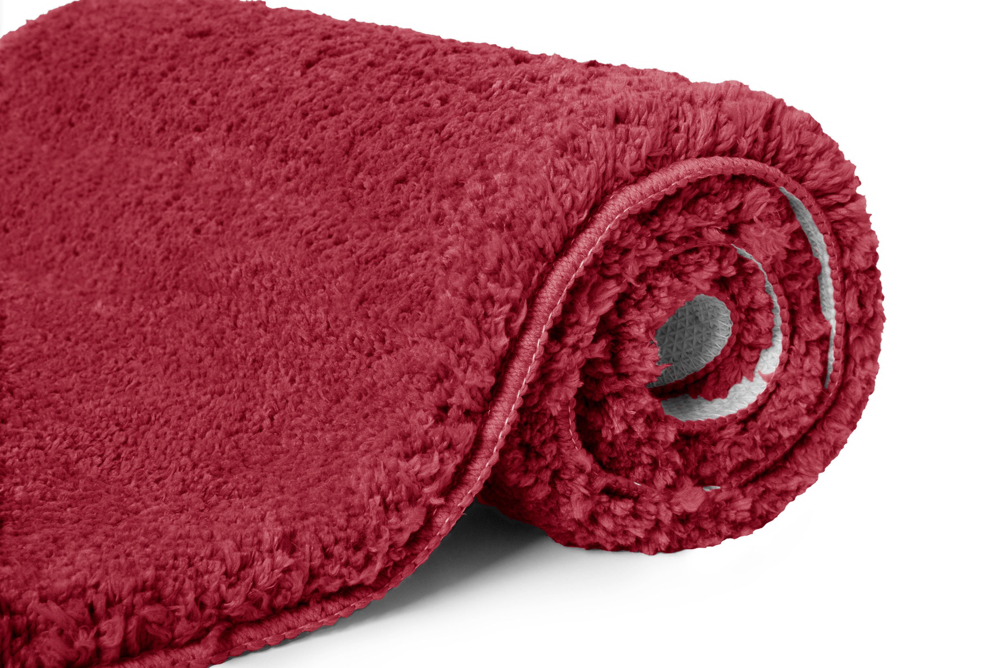 Badematte Sanremo my home, Höhe 30 mm, rutschhemmend beschichtet, fußbodenheizungsgeeignet, schnell trocknend, strapazierfähig, Polyester, rechteckig, Badteppich, unifarben, rechteckig, rund & als 3-tlg. Set erhältlich