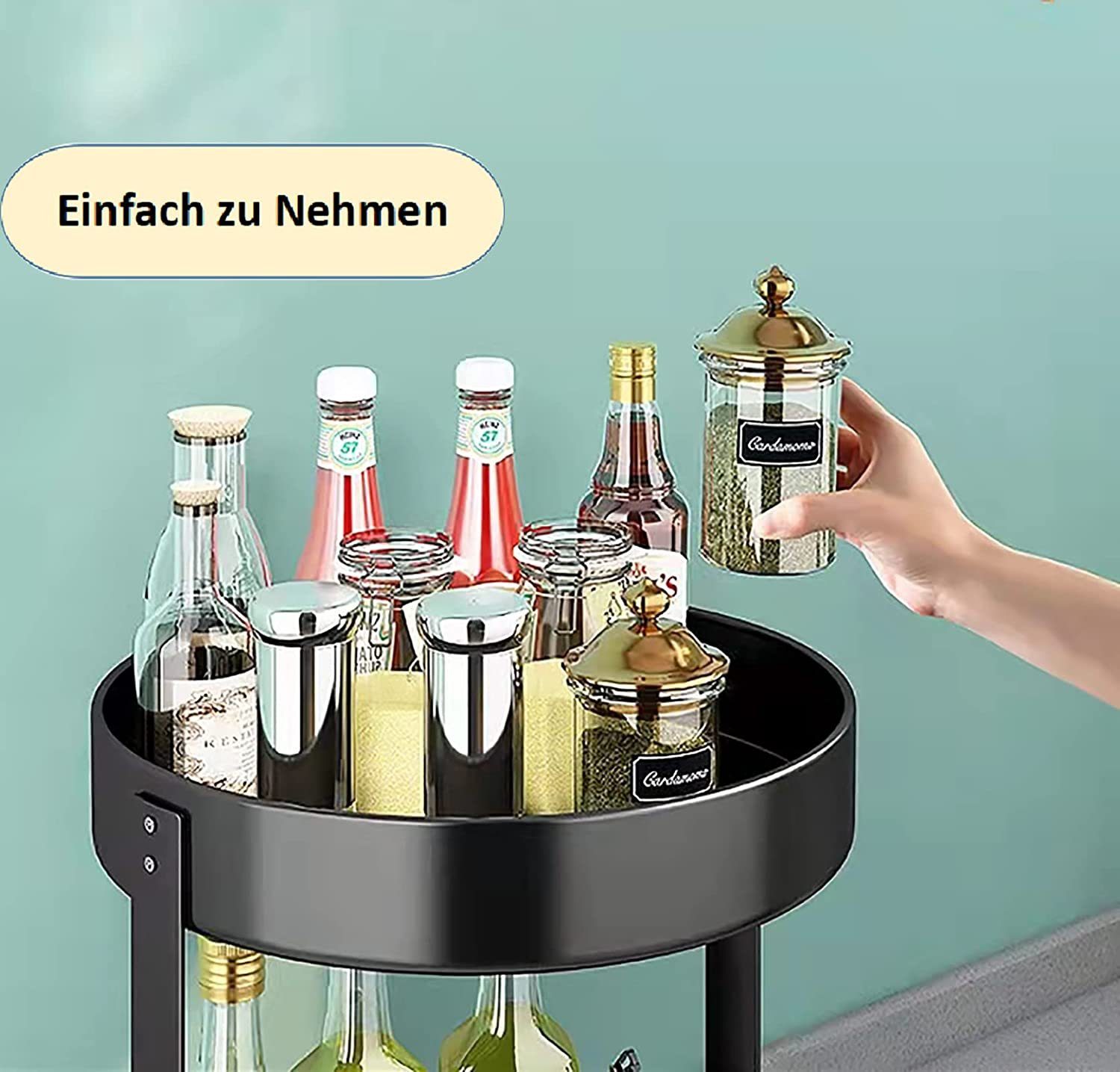 CALIYO Gewürzregal Gewürzregal, ein Großes Küchenregal aus Edelstahl um 360° Drehbar, ein Multifunktionales Lagerregal, von Anderen Kleinigkeiten