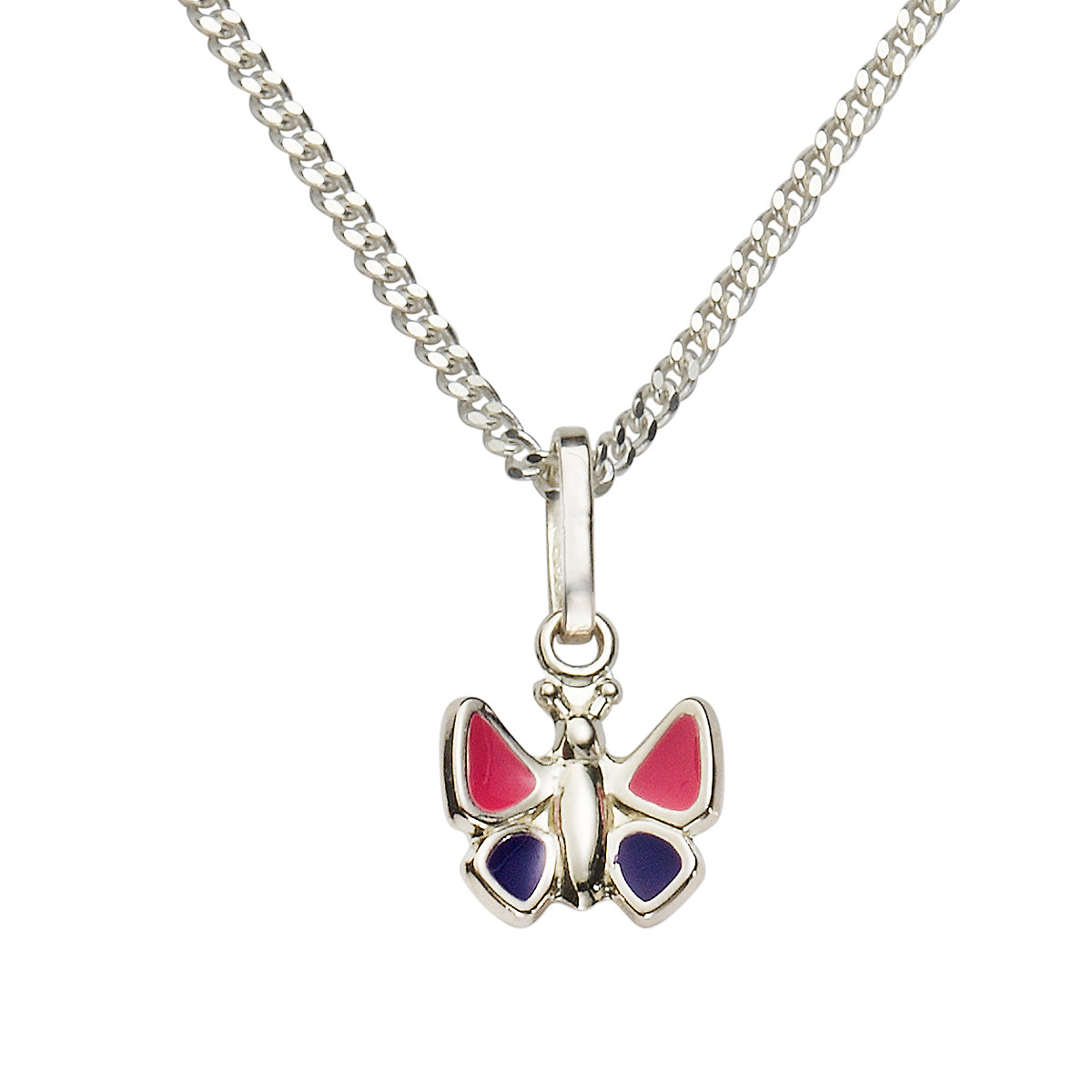 Hals-Kette 925 Sterling Silber Lack pink lila ohne Stein Kettenanhänger für Kinder