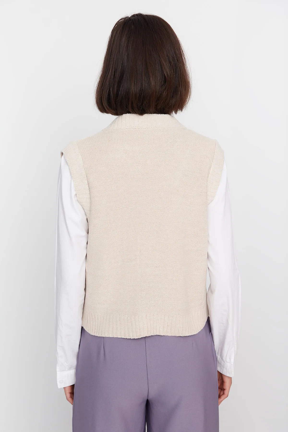 Trendyol Collection  Strickweste - Beige - Regular Fit