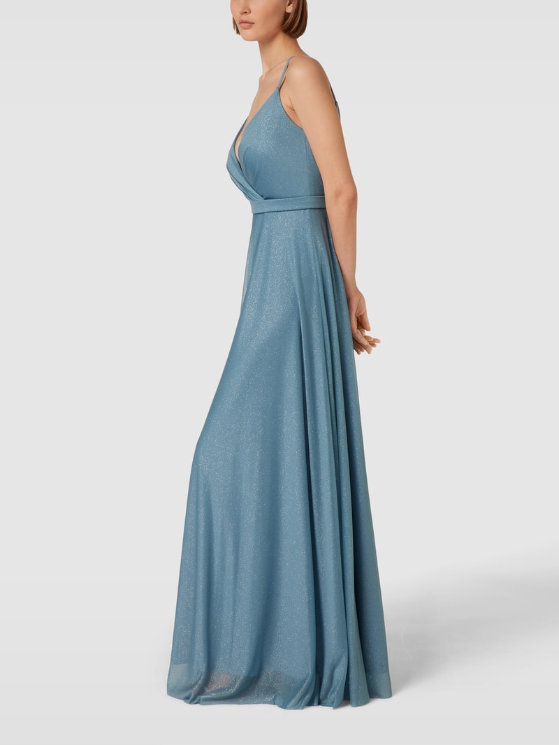 Abendkleid in schimmernder Optik in ozean blau