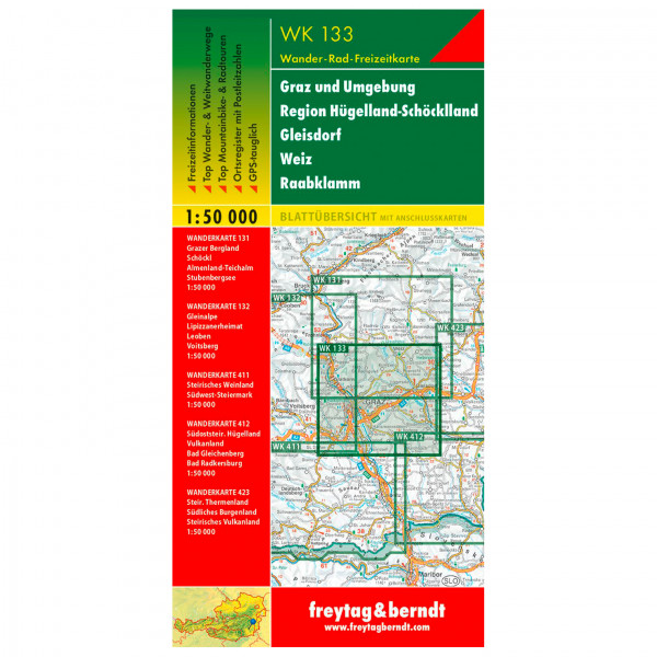 Freytag & Berndt - Graz-Hügelland-Schöckland-Gleisdorf-Weiz-Raabklamm - Wanderkarte
