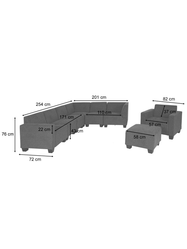 MCW Modular Sofa-System 6-1-1 Moncalieri, Braun günstig kaufen onesize
