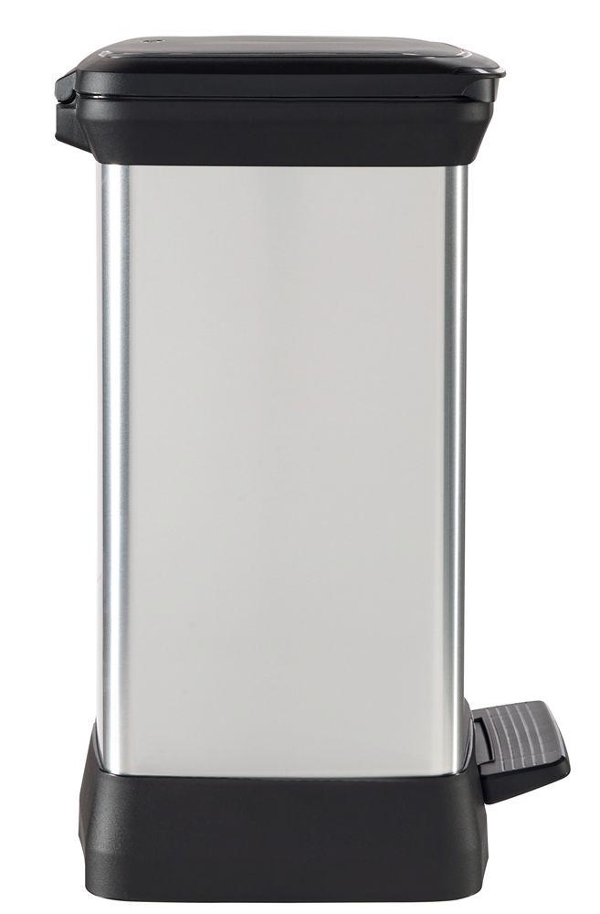 Curver DECOBIN Abfalleimer 30L mit Fußpedal silber metallic