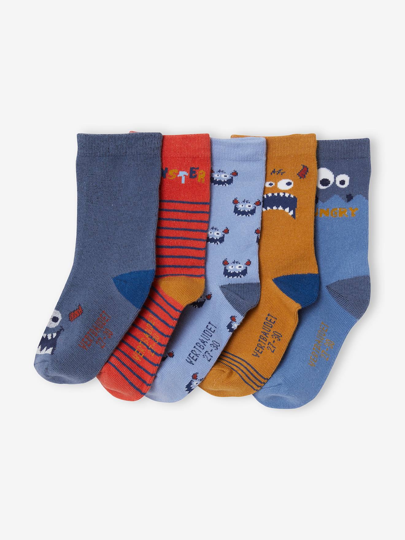 Lot de 5 paires de chaussettes monstres lot bleu