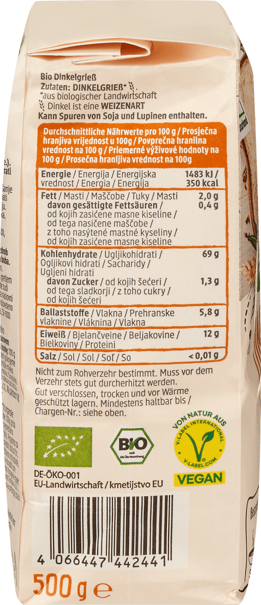 Grieß, Dinkel, Naturland, 500 g