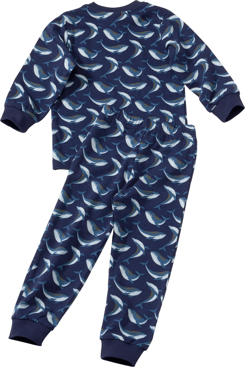 Schlafanzug mit Wal-Muster, blau, Gr. 104, 1 St