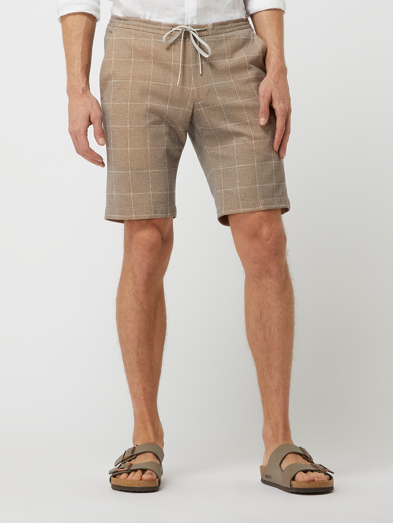 Chino-Shorts mit Gitterkaros in beige