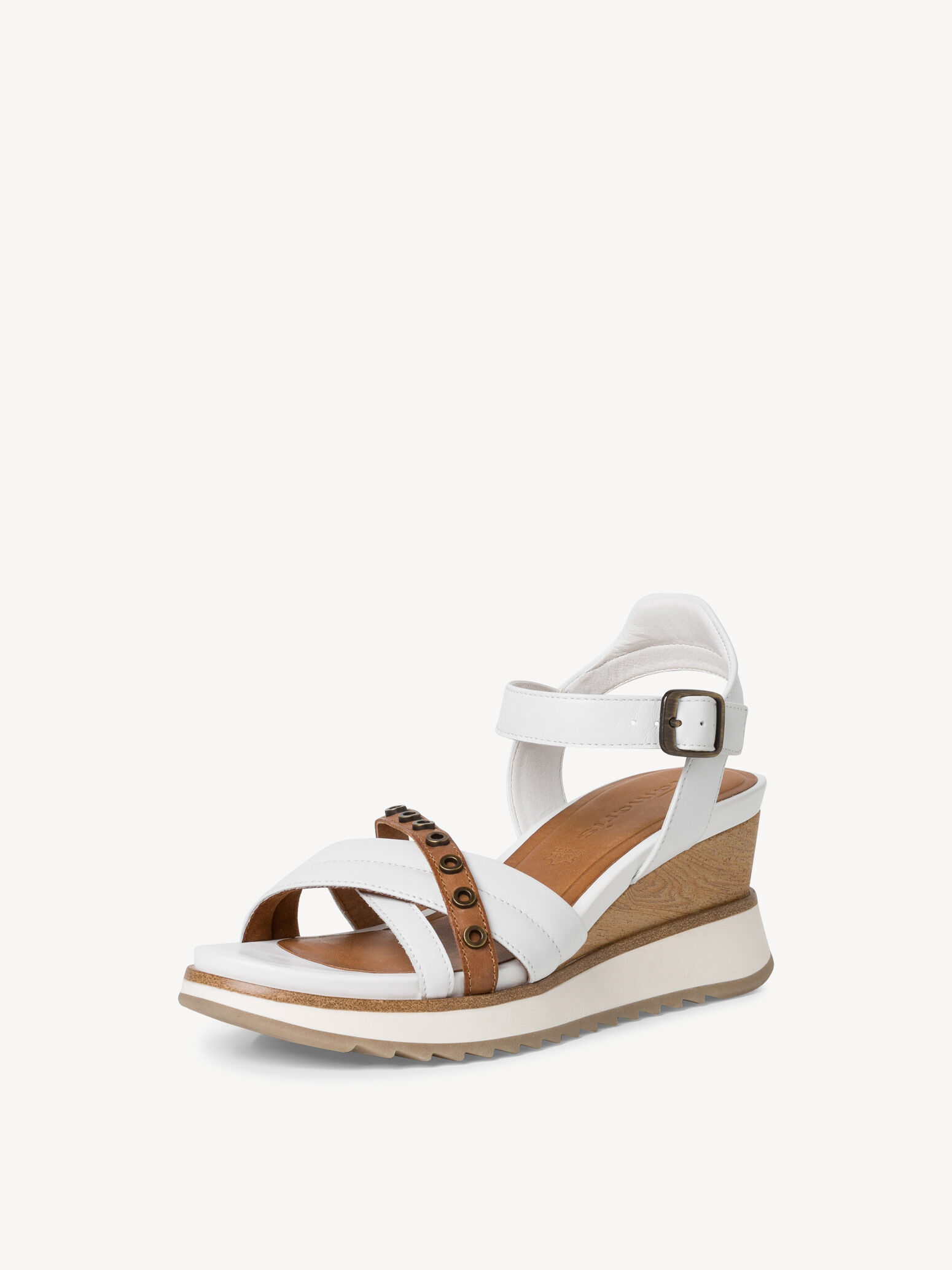 Sandale à talon en cuir - blanc