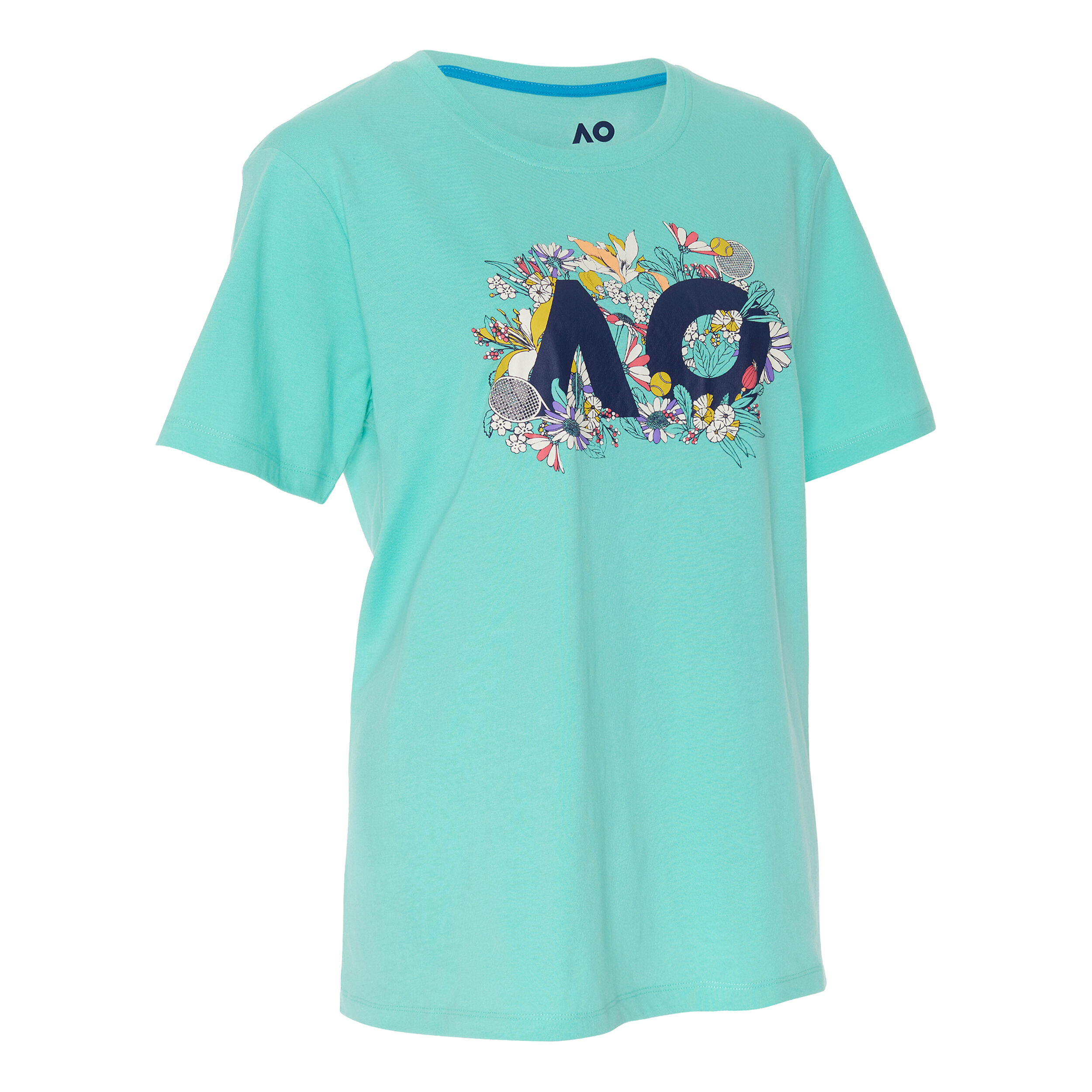 AO Floral Logo T-Shirt Damen - Türkis, Mehrfarbig