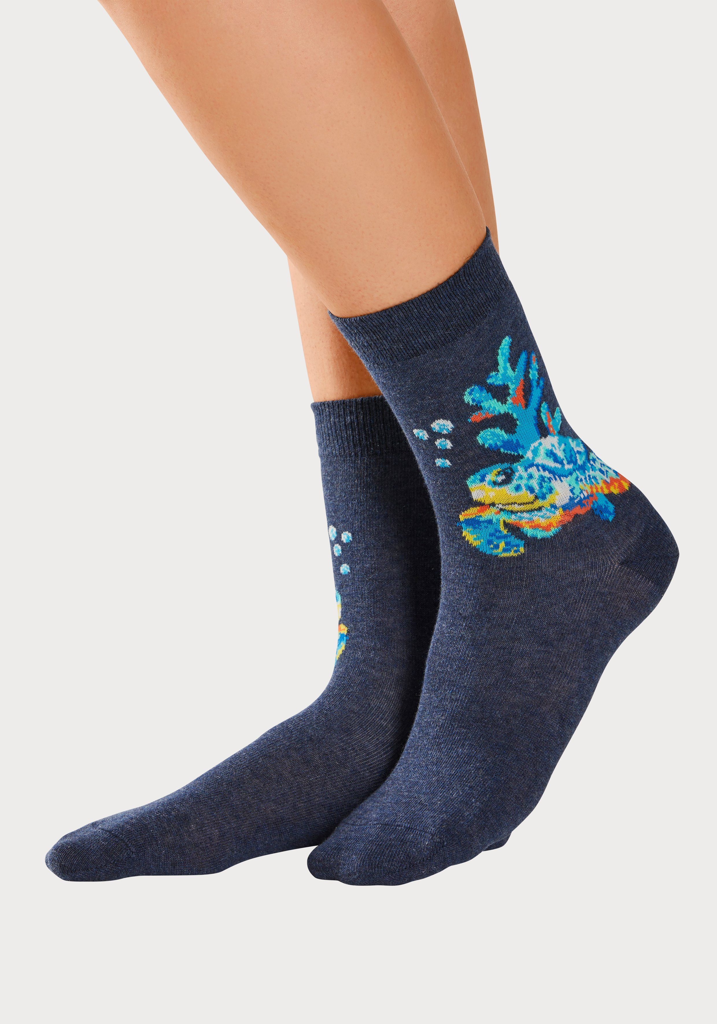 H.I.S Basicsocken (Packung, 5-Paar) mit farbigen Meerestieren